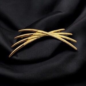Vintage Monet Abstract Minimalist Sleek Gold-Tone Brooch